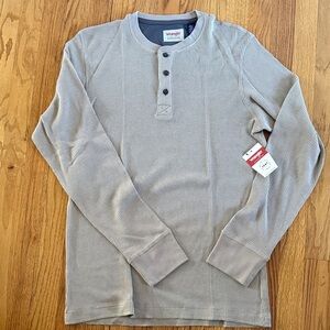 NEW Wrangler Men's Long Sleeve Tan Waffle Henley Shirt M